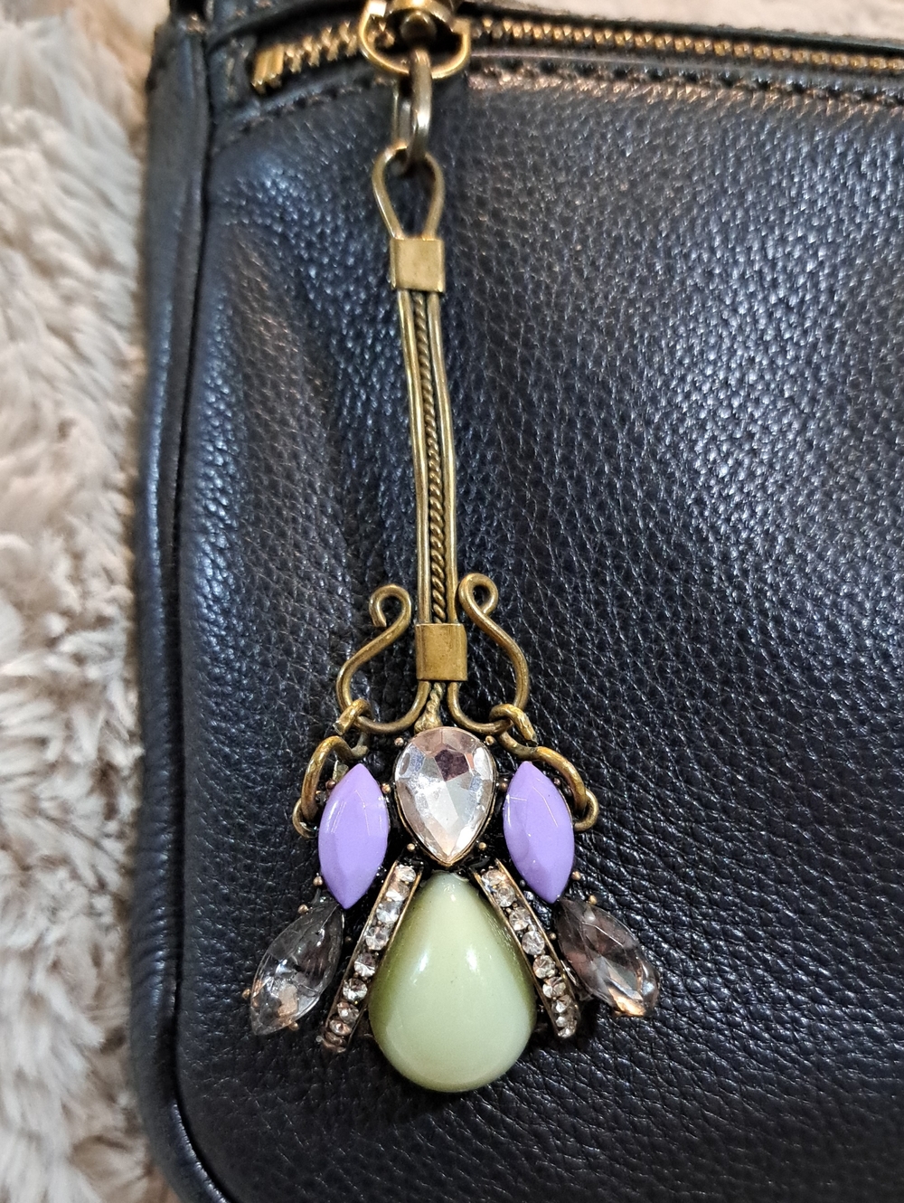 Hand Crafted Vintage Lavender Mint Teardrop Pendant Bag Purse Decoration Jewelry